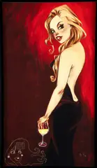 Todd White, Blond with Wine Glass, circa 2010, Limited Edition Canvas Giclee on canvas, 28 x 16 inches, signed and remarqued in gold, ink and