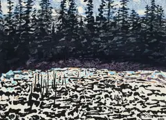 Jack Marlowe Wise, Canadian Landscape, 1995, color woodblock or, linocut