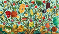 Gesner Abelard, Tropical Fruits and Foods on the Vine, 1950's, oil on board