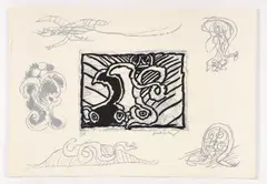 Planche IX by Pierre Alechinsky, 1970, linocut and lithograph, 1970, Height: 15 in (38.1 cm)Width: 21.5 in (54.61 cm), pencil, offered Jun 2024