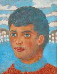 Julius T. Bloch, Greek Head Orange Sweater, 1965, oil on canvas