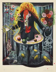 Nick Bubash, Magician - from The Entertainers portfolio, 1998, color, lithograph on wove paper