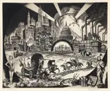 Ralph Fabri, Americana, c.1948, etching on cream paper