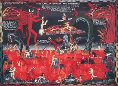 Michael Finster, The Lake of Hellfire and Brimstone, c.1995, color, lithograph