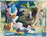 André Lhote, Classical Idyll, circa 1925, gouache and mixed media on laid paper