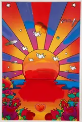 Sunrise 2000 by Peter Max, 2006, mixed media with handpainted acrylic over color lithography, offered Jun 2024