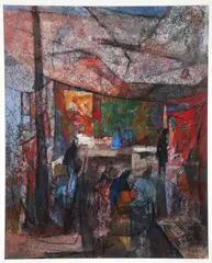 John R. Maxwell, Bazaar, 1960, watercolor on paper