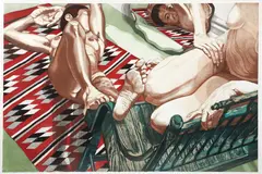 Models with Mirror, 1983-1985, color by Philip Pearlstein, etching and aquatint, pencil, offered Jun 2024