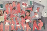 Esther Phillips, In The Asylum Baths and Dressing Area for Women, watercolor