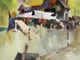 Frank Webb, Lobster Shacks, New England, watercolor on paper