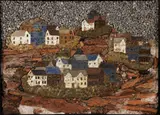Pittsburgh Hillside III, 1970s by Beatrice Golanty, mixed media relief with glazed ceramic, rocks, stone and wood, offered Jun 2024