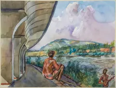 The Underpass by Henry Koerner, 1985, watercolor on paper, offered Jun 2024