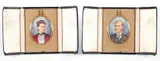 Vincent Nesbert, Two Cameo Portrait Miniatures Gentleman and Gentlewoman, watercolor on bone cameo