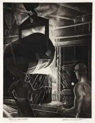 Jackson Lee Nesbitt, Charging Hot Metal [aka Charging Molten Metal], 1938, etching