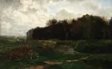 Émile Lambinet, Untitled Pastoral Landscape, oil on canvas, since relined