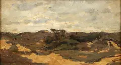 Adrianus Miolée, Landscape, oil on board