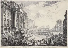 Piranesi, Untitled, etching of trevi fountain from views of rome