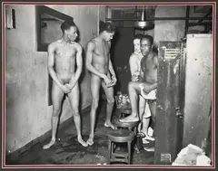 (American/Pittsburgh, 1908-1998), Four Men in a Locker Room, taken c.1938-1946, printed shortly after, matte by Charles Harris, photograph, offered May 2024