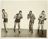Charles Harris, (American/Pittsburgh, 1908-1998), Group portrait of four boxers posing in gym, possibly Centre Avenue YMCA, taken c.1938-1946, printed shortly after, glossy