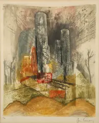 Le Grande Machine, 1972, color by René Carcan, etching, offered May 2024
