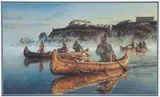 Robert B. Griffing, Departure At Daybreak, Fort Niagara 1769, offset, lithograph, Dimensions: