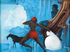 Celestin Faustin, Untitled Allegorical Scene, c.1979, oil on canvas