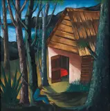 Jacques-Enguerrand Gourgue, Untitled Village Scene, c.early 1970s, oil on Masonite