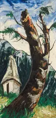 Jacques-Enguerrand Gourgue, Untitled Village Landscape, c. early 1970s, oil on Masonite