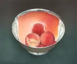 Mark Adams, Peaches in Silver Bowl, 1993, lithograph in colors, pencil