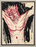 Virgil D. Cantini, Jesus on the Cross, 1955, watercolor on paper