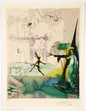 Damis' Dilemma - from the Marquis de Sade suite, 1969, color by Salvador Dalí, lithograph on Arches wove paper, offered Apr 2024
