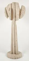 Untitled, (Lollipop), circa 1980, polished and by Henry Bursztynowicz, carved travertine marble with round travertine base, offered Apr 2024