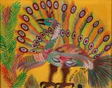 Francisco Silva, da, AKA Fozilva (Brazilian, 1910-1985), Brilliant Peacock, 1972, gouache on canvas