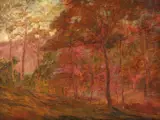 John W. Flender, Autumn Landscape - possibly Schenley Park, undated, c.1910s, oil on old linen canvas