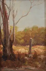 Martin Leisser, Autumn Landscape, c.1900, oil on board, apparently