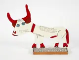 Howard Finster, Bullheaded and Stubborn, October 12, 1994, mixed media cutout sculpture. Painted and