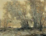 Andre Gisson, (American 1921 - 2003), Figures in the Park, oil on canvas