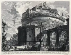 Piranesi, Untitled, etching mausoleum of hadrian from views of rome