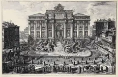 Piranesi, Untitled, etching of trevi fountain from views of rome