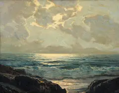 The Moon at Full by Frederick Judd Waugh, c.1920, oil on artist's board, offered Apr 2024