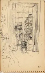 View from a Window by Édouard Vuillard, 1925, pencil drawing on paper, E.V. estate stamp lower right, offered Apr 2024