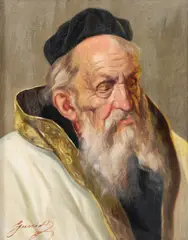 Untitled by Rabbi in Deep Thought, oil, offered Mar 2024