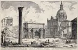 Arco di Settimio Severo [Arch of Septimius Severus] by Giovanni Battista Piranesi, etching on heavy wove paper, no watermark visible in the margins, impression, offered Mar 2024