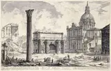 Arco di Settimio Severo [Arch of Septimius Severus] by Giovanni Battista Piranesi, etching on laid paper, no watermark visible in the margins, impression, offered Mar 2024