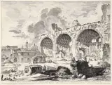 Veduta degli Avanzi del Tablino della Casa Aurea di Nerone [View of Remains of the Dining Room of the Golden House of Nero] by Giovanni Battista Piranesi, etching on laid paper, no watermark visible in the margins, impression, offered Mar 2024