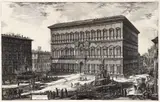 Veduta del Palazzo Farnese [View of the Palazzo Farnese] by Giovanni Battista Piranesi, etching on laid paper, fleur de lis and B watermark in the left side of the, offered Mar 2024