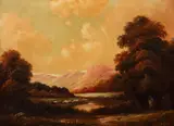 Augustus Spencer, Mountain Lake Scene, oil on canvas