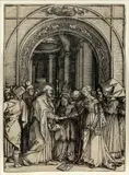Untitled by Albrecht Durer, WOODCUT ON PAPER, H 11 5/8" W 8 1/4" "BETROTHAL OF THE VIRGIN FROM THE LIFE OF THE VIRGIN", offered Aug 2020