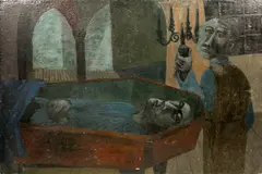 Lindsey Decker, SURREALIST, 1950, OIL ON MASONITE