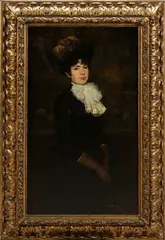 Untitled by Angelo Trentin, 1884, OIL ON CANVAS, PORTRAIT OF A WOMAN, offered Mar 2020
